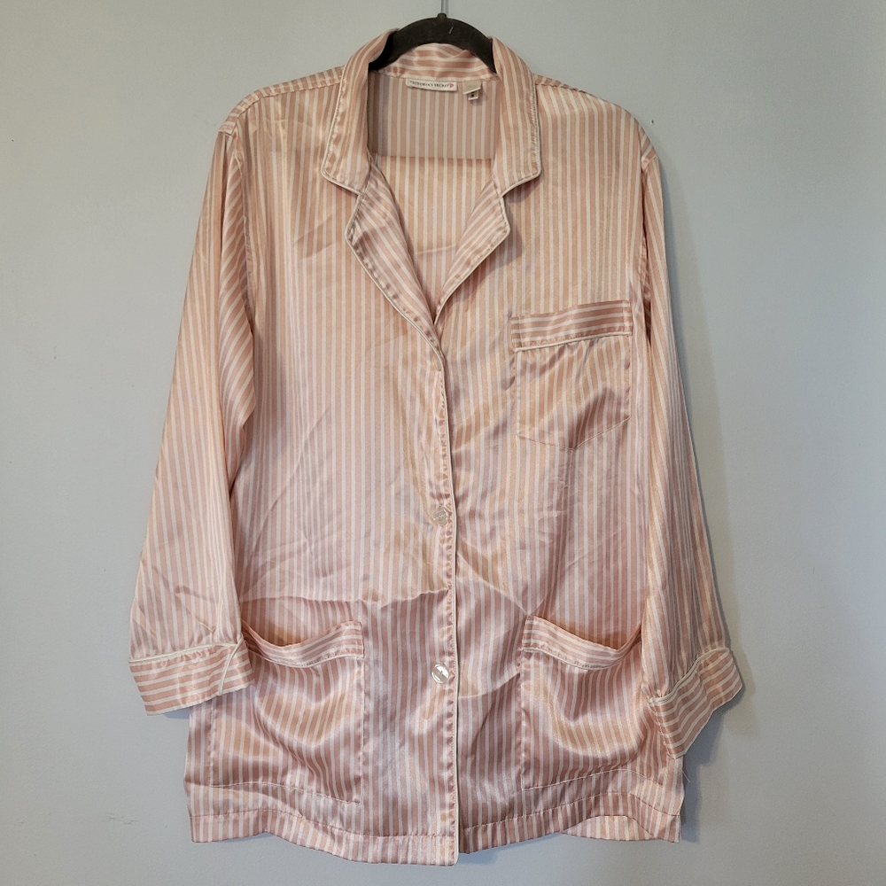 Vintage Victoria's Secret Pink/White Striped Pajamas 2-Piece Set‎ M